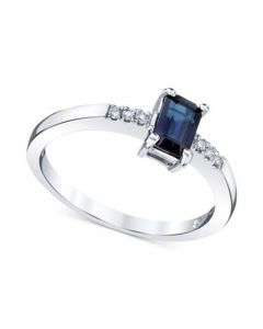 Sapphire (5/8 ct. t.w.) & Diamond (1/20 ct. t.w.) Ring in 14k White Gold