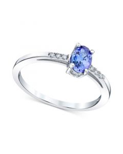 Tanzanite (1/2 ct. t.w.) & Diamond (1/20 ct. t.w.) Ring in 14k White Gold