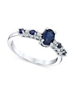 Sapphire (7/8 ct. t.w.) & Diamond (1/20 ct. t.w.) Ring in 10k White Gold