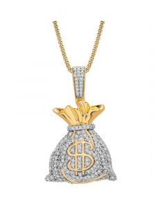 Men's Diamond MoneyBag 22" Pendant Necklace (1/2 ct. t.w.) in 14k Gold-Plated Sterling Silver