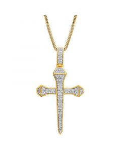 Men's Diamond Cross 22" Pendant Necklace (1/4 ct. t.w.) in 14k Gold-Plated Sterling Silver