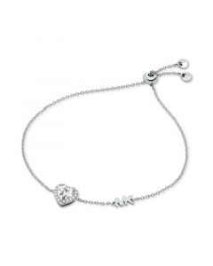 Sterling Silver Cubic Zirconia Heart Halo Slider Bracelet