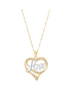 Love Heart 17" Pendant Necklace in 10k Gold