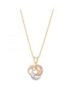 Tricolor Love Knot 18" Pendant Necklace in 10k Yellow, White & Rose Gold