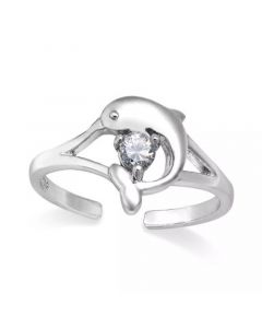 B. Brilliant Cubic Zirconia Dolphin Toe Ring in Sterling Silver (1/10 ct. t.w.)