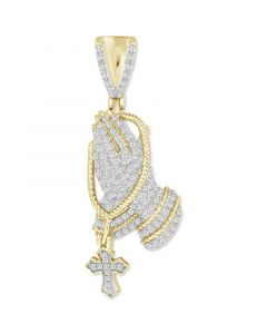 Men's Diamond Praying Hands Pendant (1/3 ct. t.w.) in 10k Gold