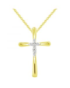 Diamond Cross 18" Pendant Necklace (1/10 ct. t.w.) in 14k Gold-Plated Sterling Silver