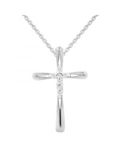 Diamond Cross 18" Cross Pendant Necklace (1/10 ct. t.w.) in Sterling Silver