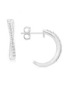 Diamond Crossover Hoop Earrings (1/10 ct. t.w.) in Sterling Silver