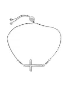 Diamond Cross Bolo Bracelet (1/6 ct. t.w.) in Sterling Silver