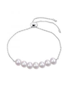 Cultured Freshwater Pearl (7-1/2-8m) Bolo Bracelet in Sterling Silver