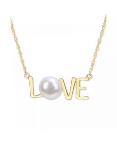 Cultured Freshwater Pearl (7mm) LOVE 17" Pendant Necklace