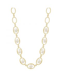 Cultured Freshwater Pearl (8-8-1/2mm) & White Topaz (1/2 ct. t.w.) 18" Statement Necklace in 14k Yellow Gold-Plated Sterling Silver