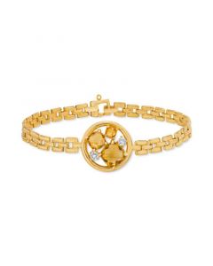 Citrine (3-1/5 ct. t.w.) & White Topaz (1/8 ct. t.w.) Panther Link Bracelet in 14k Gold-Plated Sterling Silver