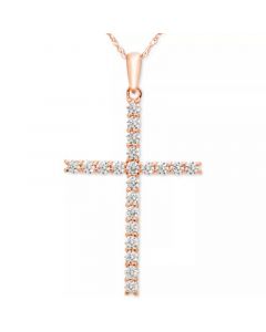 Diamond Cross 18" Pendant Necklace (1/2 ct. t.w.) in 14k White, Yellow or Rose Gold