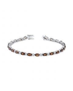 Smoky Quartz (5-3/4 ct. t.w.) & White Topaz (7/8 ct. t.w.) Link Bracelet in Sterling Silver