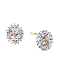 Morganite (7/8 ct. t.w.) & Diamond (1/4 ct. t.w.) Halo Stud Earrings in 10k Gold