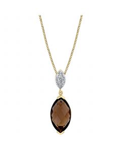 Smoky Quartz (3 ct. t.w.) & Diamond (1/20 ct. t.w.) 18" Pendant Necklace in 14k Gold