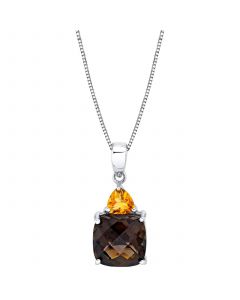 Smoky Quartz (4-1/5 ct. t.w.) & Citrine (3/8 ct. t.w.) 18" Pendant Necklace in Sterling Silver