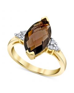 Smoky Quartz (3 ct. t.w.) & Diamond (1/8 ct. t.w.) Ring in 14k Gold