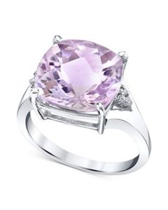 Pink Amethyst (6-1/10 ct. t.w.) & Diamond (1/20 ct. t.w.) Statement Ring in Sterling Silver