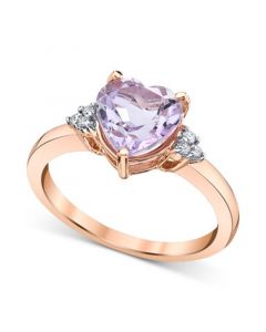 Pink Amethyst (1-5/8 ct. t.w.) & Diamond (1/20 ct. t.w.) Heart Ring in 14k Rose Gold