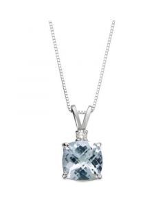 Aquamarine (1-1/3 ct. tw.) and Diamond Accent Pendant Necklace in 14k White Gold