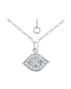 Cubic Zirconia Evil Eye Pendant Necklace, 16" + 2" extender, Created for Macy's