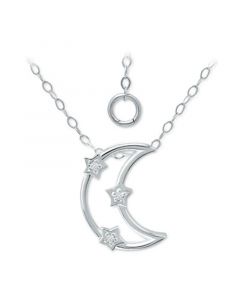 Cubic Zirconia Open Crescent Moon Pendant Necklace, 16" + 2" extender, Created for Macy's