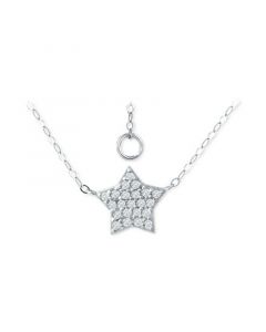 Cubic Zirconia Star Pendant Necklace in Sterling Silver, 16" + 2" extender, Created for Macy's