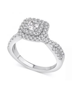 Princess-Cut Diamond Twist Halo Engagement Ring (1 ct. t.w.) in 14k Gold