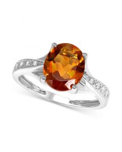 Citrine (2-1/10 ct. t.w.) & Diamond (1/20 ct. t.w.) Statement Ring in 14k White Gold