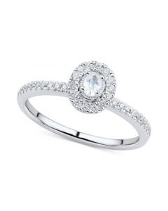 Diamond Oval-Cut Halo Engagement Ring (1/3 ct. t.w.) in 14k White Gold