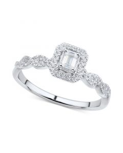 Diamond Octagon-Cut Halo Ring (1/3 ct. t.w.) in 14k White Gold