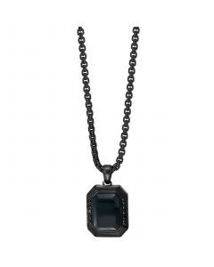 EFFY® Men's Onyx and Black Spinel 24" Pendant Necklace in Black PVD Plated Sterling Silver