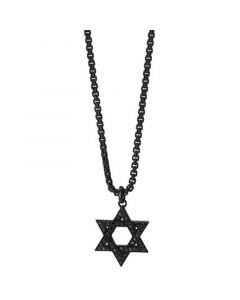 EFFY® Men's Black Spinel Star of David 24" Pendant Necklace in Black PVD Plated Sterling Silver