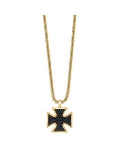 EFFY® Men's Black Spinel 22" Cross Pendant Necklace in 14k Gold-Plated Sterling Silver