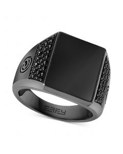 EFFY® Men's Onyx and Black Spinel Statement Ring in Black Rhodium-Plated Sterling Silver