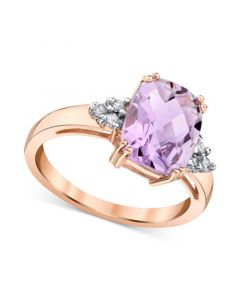 Pink Amethyst (2-7/8 ct. t.w.) & Diamond (1/10 ct. t.w.) Ring in 14k Rose Gold