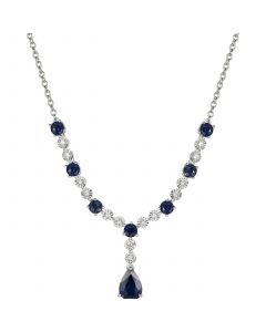 Sapphire (2 ct. t.w.) & Diamond (1/10 ct. t.w.) 17" Lariat Necklace in Sterling Silver