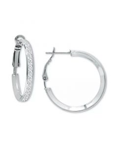 Cubic Zirconia Medium Hoop Earrings, 1", Created for Macy's