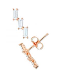 Cubic Zirconia Baguette Stud Earrings in 14k Rose Gold-Plated Sterling Silver