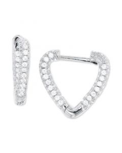 Cubic Zirconia Heart Hoop Earrings