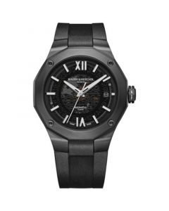 Men's Swiss Automatic Baumatic Black Rubber Strap Watch 42mm