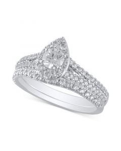 Diamond Teardrop Halo Bridal Set (1 ct. t.w.) in 14k White Gold