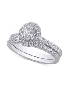 Diamond Oval Halo Bridal Set (1 ct. t.w.) in 14k White or Yellow Gold