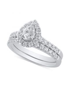 Diamond Pear-Cut Halo Bridal Set (1 ct. t.w.) in 14k White Gold