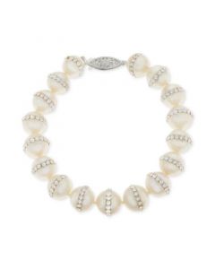 Cultured Freshwater Pearl (9.5mm) and Crystal Bracelet