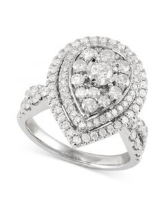 Diamond Teardrop Halo Cluster Engagement Ring (2 ct. t.w.) in 14k White Gold