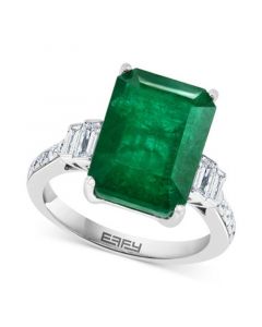 EFFY® Emerald (8-1/2 ct. t.w.) & Diamond (1/2 ct. t.w.) Ring in 14k White Gold